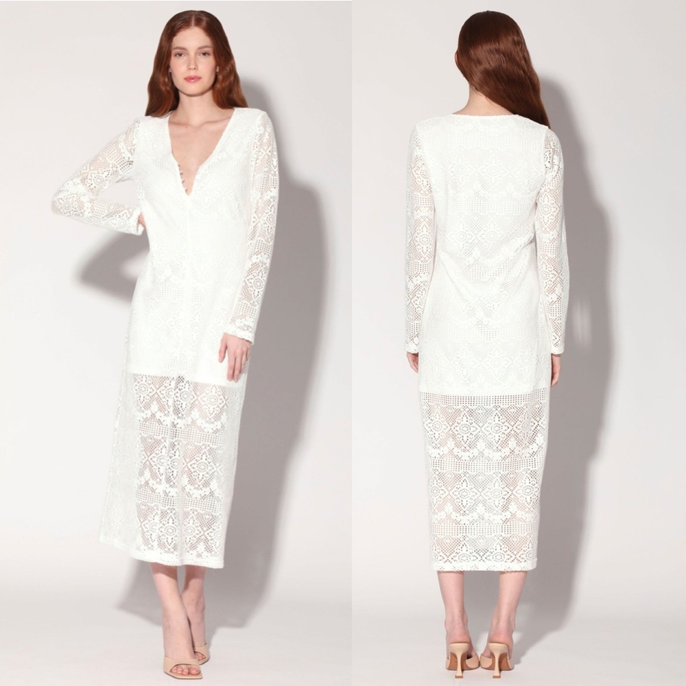 Walter Baker White Lace Midi Dress